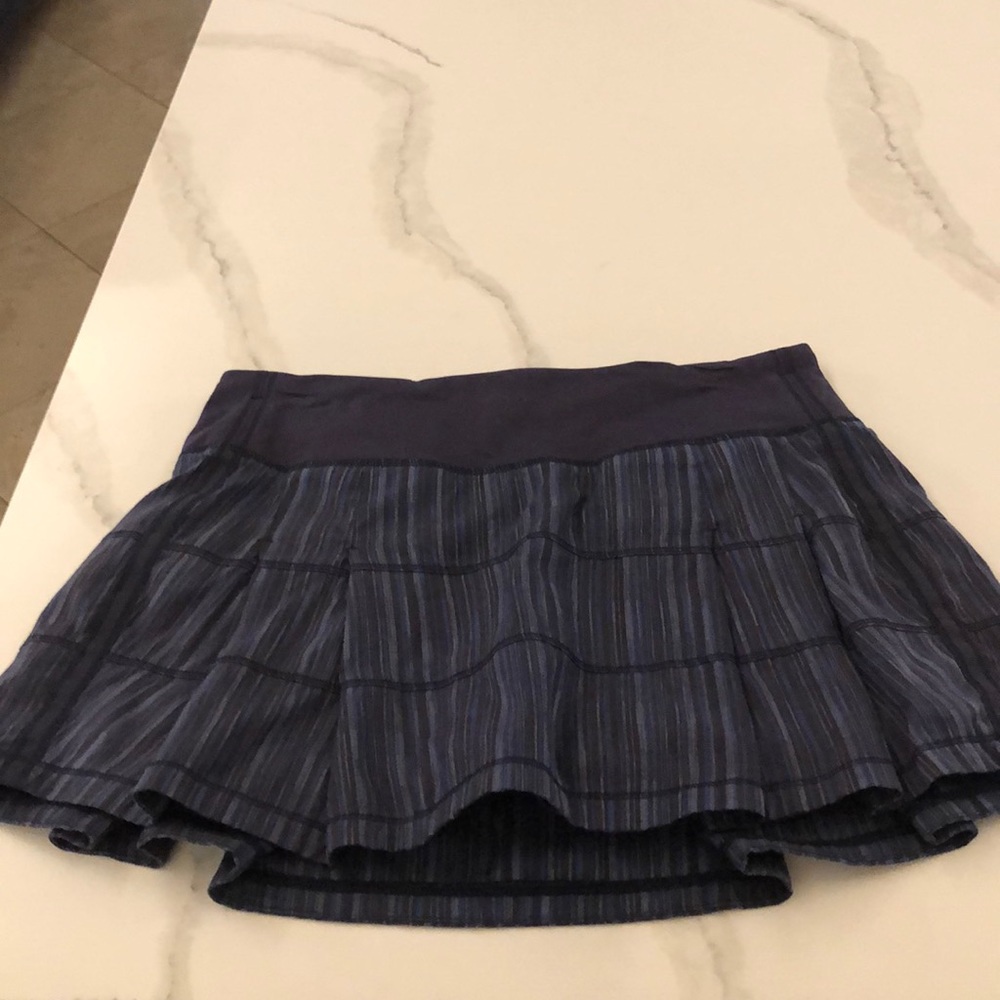 Navy blue striped pleated tennis skirt